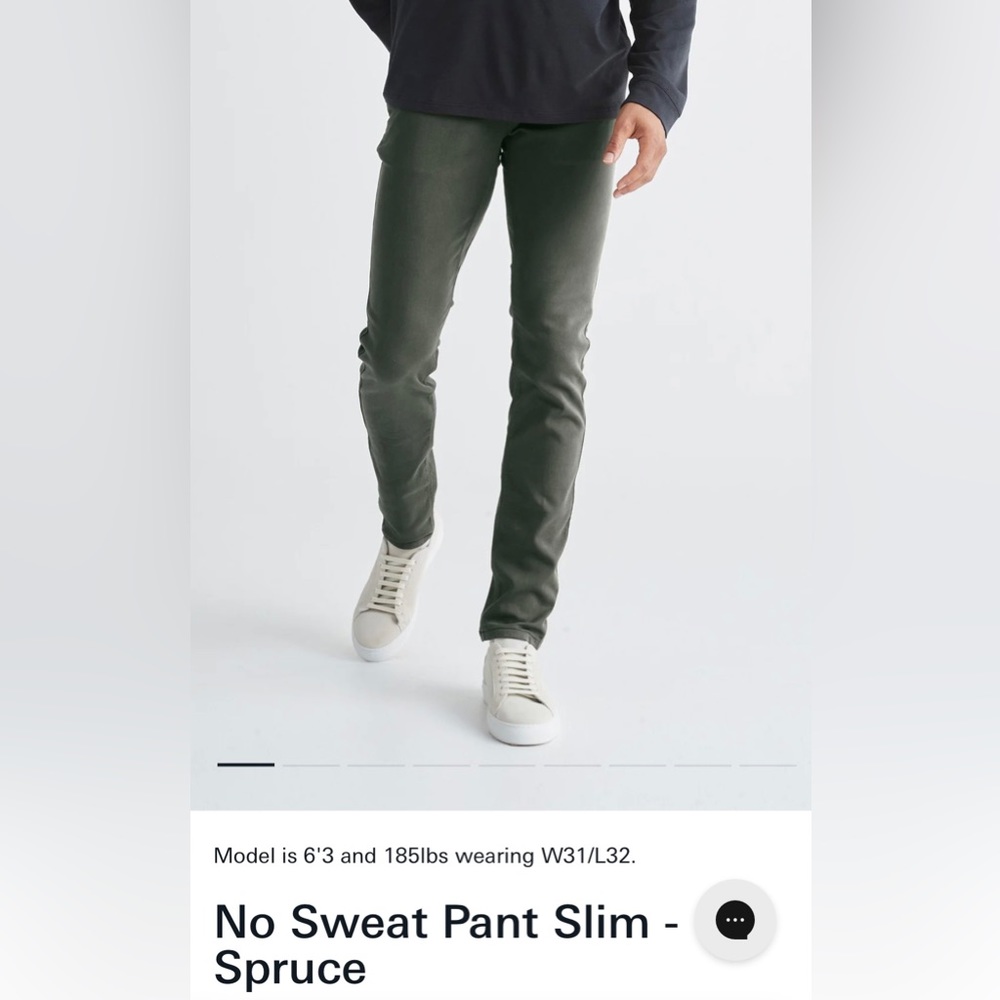Duer No Sweat Pant Spruce size 34, 34